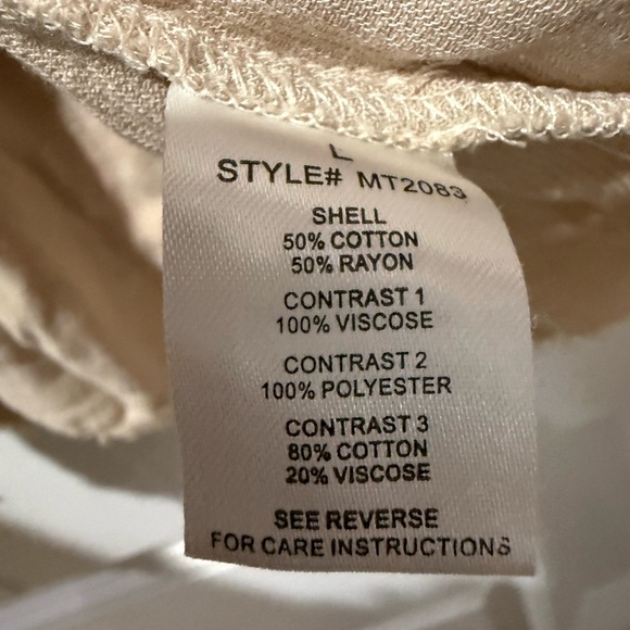 Oli & Hali Cream Button-Down Tunic with Tan Patchwork Hem - Picture 6 of 8